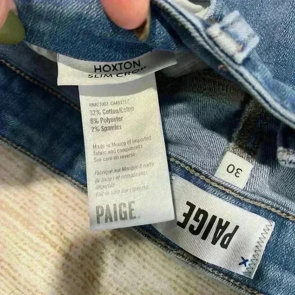 Paige Hoxton  slim crop womens size 30 straight leg medium wash denim jeans - Picture 9 of 10